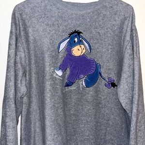VINTAGE Rare Disney Eyore Embroidered Fleece Winnie the Pooh Sweater - Medium